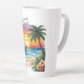 Tasse Latte A Gorgeous Sunset At Tropical Beach, Vacation, (Angle droit)