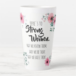 Tasse Latte À la femme forte Fleurs aquarelles Meilleure amie