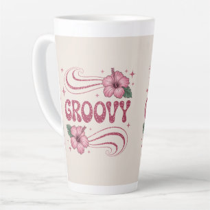 Tasse Latte à l'Hibiscus Rose Rétro Groovy