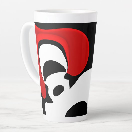 Tasse Latte À M. Redd : Noir, blanc et rouge Abstraits (Angle gauche)