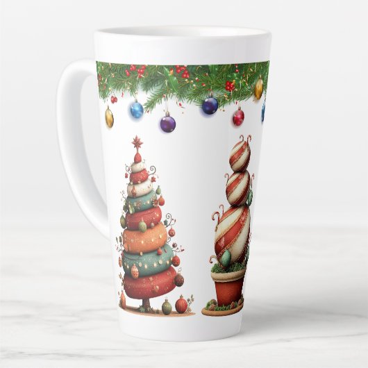 Tasse Latte A Whimsical Christmas Topiary Trees (Angle gauche)