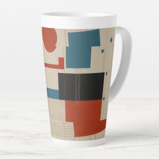 Tasse Latte Abstract Red and Blue Art (Angle droit)