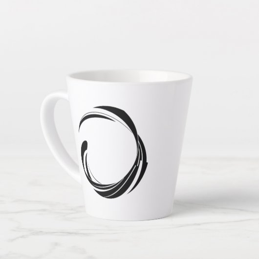 Tasse Latte Abstract Swirl Circle Design – curved ring artwork (Angle gauche)