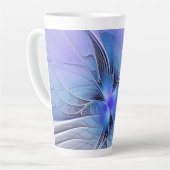 Tasse Latte Abstrait Art Fractal Lavande Bleu (Angle gauche)