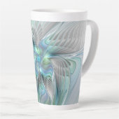 Tasse Latte Abstrait Bleu Vert Papillon Imaginaire Fractal Art (Angle droit)