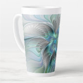 Tasse Latte Abstrait Bleu Vert Papillon Imaginaire Fractal Art (Angle gauche)