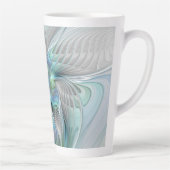 Tasse Latte Abstrait Bleu Vert Papillon Imaginaire Fractal Art (Droite)