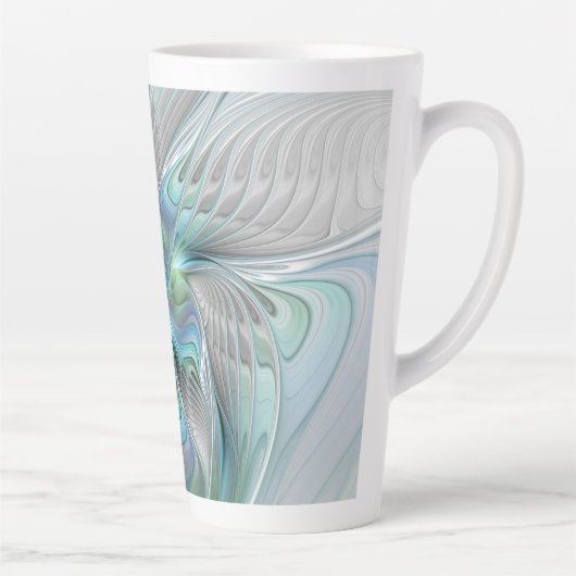 Tasse Latte Abstrait Bleu Vert Papillon Imaginaire Fractal Art (Droite)