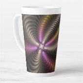 Tasse Latte Abstrait brillant Trippy coloré 3D Fractal Art (Angle gauche)