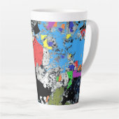 Tasse Latte Abstrait Doodle Art Bleu Blanc Noir (Angle droit)