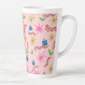 Tasse Latte Abstrait Floral Mandala Motif Design rouge (Droite)