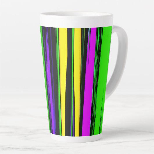 Tasse Latte Abstrait Mardi Gras Stripes (Angle droit)