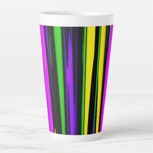 Tasse Latte Abstrait Mardi Gras Stripes (Devant)