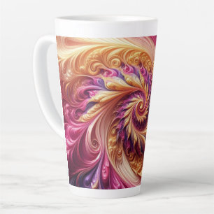 Tasse Latte Abstrait Moderne Tourbillonnant Rose, Or et Violet