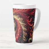 Tasse Latte Abstrait Moderne Tourbillonnant Rouge, Noir et Or (Angle droit)