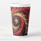 Tasse Latte Abstrait Moderne Tourbillonnant Rouge, Noir et Or (Devant)