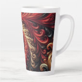 Tasse Latte Abstrait Moderne Tourbillonnant Rouge, Noir et Or (Droite)