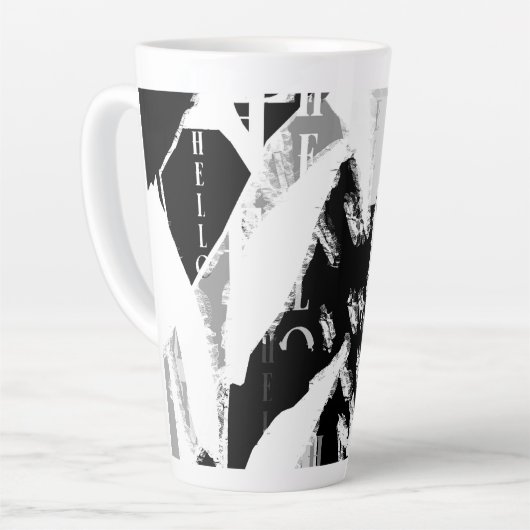 Tasse Latte Abstrait noir blanc gris (Angle gauche)