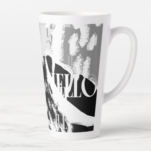 Tasse Latte Abstrait noir blanc gris (Droite)