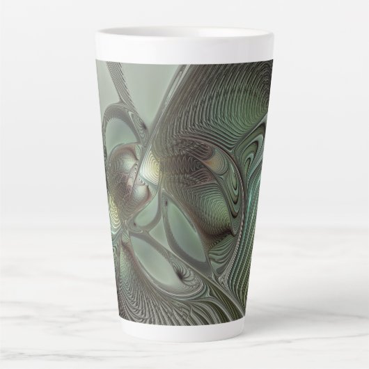Tasse Latte Abstrait Olive Sage Green Grey Fractal Art Imagina (Devant)
