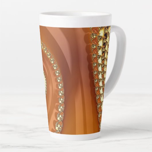 Tasse Latte Abstrait or Orange Dégradé Spiral Fractal (Angle droit)