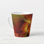 Tasse Latte Abstrait Rouge Orange Brown Vert Fractal Art Flowe (Angle gauche)