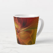 Tasse Latte Abstrait Rouge Orange Brown Vert Fractal Art Flowe (Angle droit)