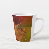 Tasse Latte Abstrait Rouge Orange Brown Vert Fractal Art Flowe (Droite)