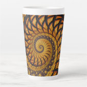 Tasse Latte Abstraite spirale noire et or Fractale (Devant)