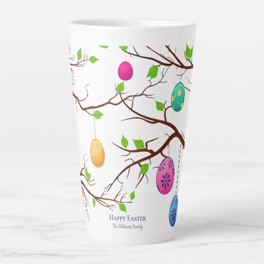 Tasse Latte Accouchement des oeufs de Pâques, branches de l'ar (Devant)