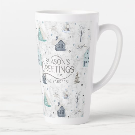 Tasse Latte Accueil confortable Noël Turquoise ID985 (Droite)