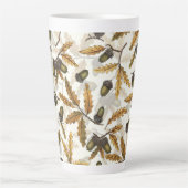 Tasse Latte Acornes et feuilles de chêne sur blanc (Devant)