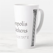 Tasse Latte Acropole d'Athènes Latitude Longitude (Angle droit)
