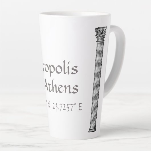 Tasse Latte Acropole d'Athènes Latitude Longitude (Angle droit)