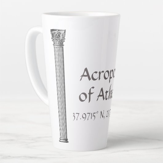 Tasse Latte Acropole d'Athènes Latitude Longitude (Angle gauche)
