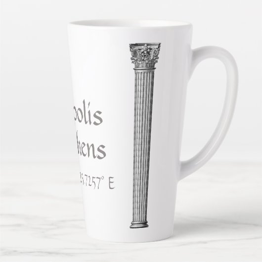 Tasse Latte Acropole d'Athènes Latitude Longitude (Droite)
