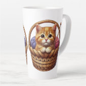 Tasse Latte adorable chaton orange en panier avec fils (Angle droit)
