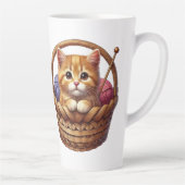 Tasse Latte adorable chaton orange en panier avec fils (Droite)