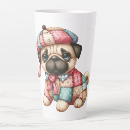 Tasse Latte Adorable Chien de Patchwork #10 (Devant)
