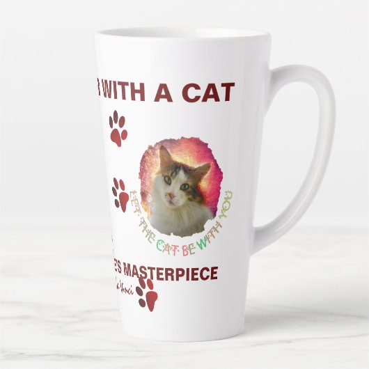 Tasse Latte Adorable Cute Calico Chat (Droite)