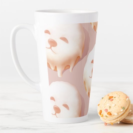 Tasse Latte Adorable Donut Visage Chien (En situation)