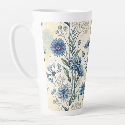Tasse Latte Aesthetic Blue Wildflowers (Gauche)