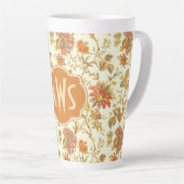 Tasse Latte Affaire Floral Leaves Orange monogram (Angle droit)