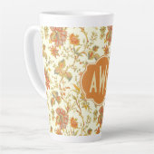Tasse Latte Affaire Floral Leaves Orange monogram (Angle gauche)
