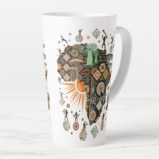Tasse Latte Africa Map Decorative Tribal Elements Pattern (Angle droit)