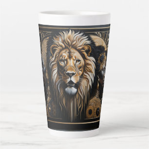 Tasse Latte Afrofuturisme du couple avec un lion