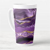 Tasse Latte Agate Purple Gold Parties scintillant Nom personna (Angle gauche)