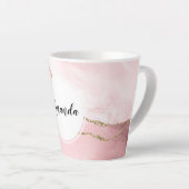 Tasse Latte Agate rose vierge avec ruban or Élégant (Angle droit)