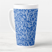 Tasse Latte Agritourisme simple motif floral bleu (Angle gauche)