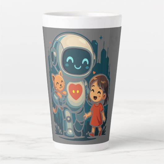 Tasse Latte AI & Robot Characters – Futuristic Design Collecti (Devant)